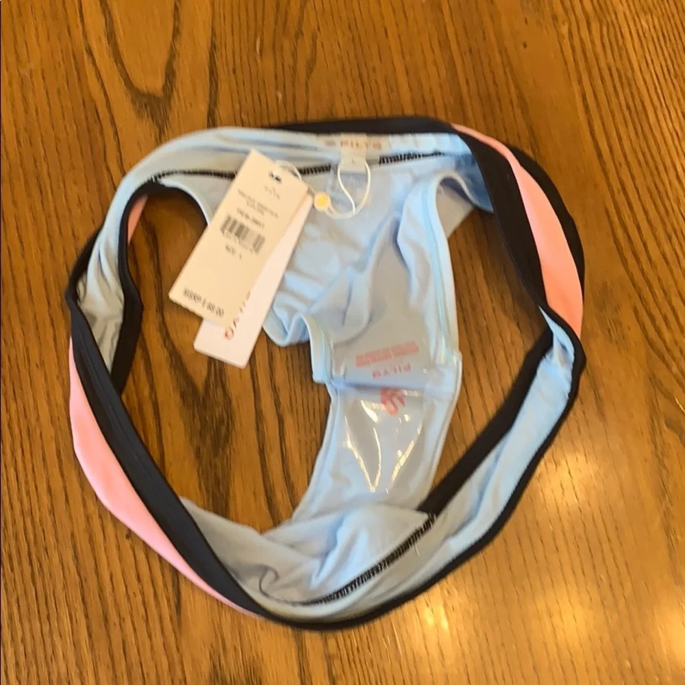 NWT PILYQ‎ Pebble Blue Banded Bikini Bottom